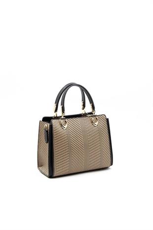 Silver & Polo SP1133 Kadın El Çantası Hasır Nut-Siyah