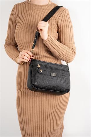 Silver Polo Siyah - Siyah Logolu Kadın Çapraz Çanta SP1160