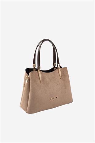 Silver & Polo SP1205 Kadın El Çantası Süet Vizon-Kahve