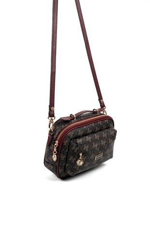 Silver & Polo Kahve Sarı - Bordo SP1186 Kadın Çapraz Çanta