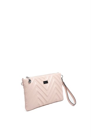 Silver & Polo SP1250 Kadın Portföy & Clutch Crash Pudra-Pudra