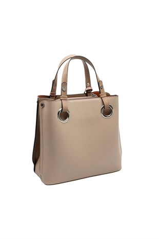 Silver & Polo SP975 Kadın El Çantası Düz Koyu Bej-Latte