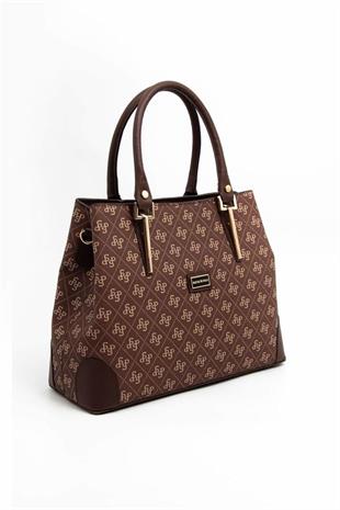 Silver & Polo SP667 Kadın El Çantası Monogram Kahve