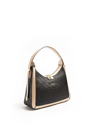Silver & Polo SP1187 Kadın Omuz Çantası Logolu Siyah-S.Nut