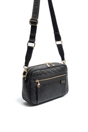 Silver & Polo SP1280 Kadın Çapraz Çanta Logolu Siyah-Siyah