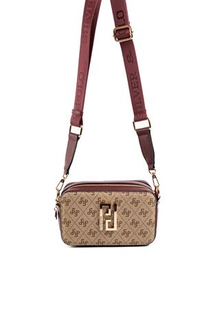 Silver & Polo Koyu Bej - Bordo SP1078 Kadın Çapraz Çanta