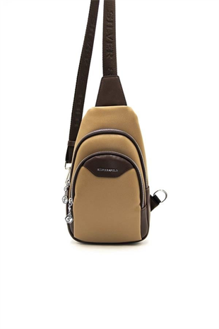 Silver & Polo SP959 Kadın Vücut Çantası Düz Kum-Kahve
