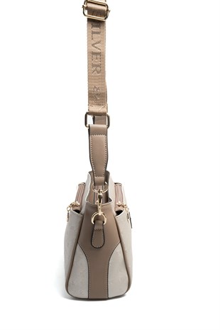 Silver & Polo SP1273 Kadın Çapraz Çanta Logolu Bej-Latte