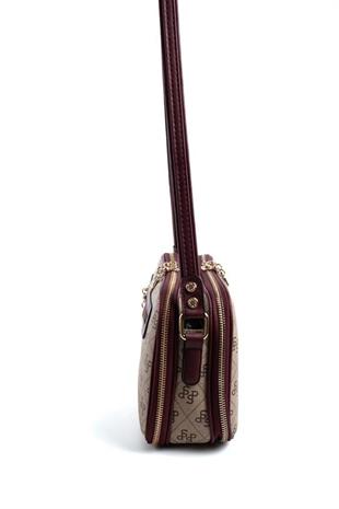 Silver & Polo SP899 Kadın Çapraz Çanta Monogram Koyu Bej-Bordo