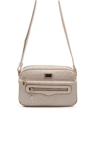 Silver & Polo SP491 Kadın Çapraz Çanta Logolu Bej-S.Bej