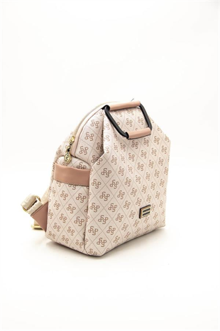 Silver & Polo SP771 Kadın Sırt Çantası Monogram Pembe-Somon