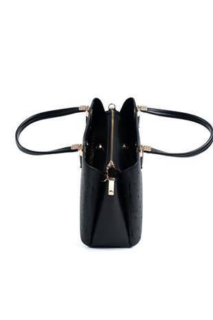 Silver & Polo SP1205 Kadın El Çantası Logolu Siyah-Siyah