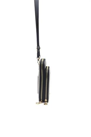 Silver Polo Siyah Beyaz - Siyah Hasır Kadın Telefon Çantası SP1011