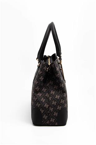 Silver & Polo SP667 Kadın El Çantası Monogram Füme-Siyah