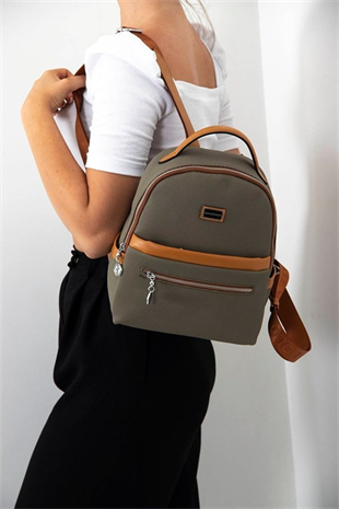 Silver & Polo SP1061 Kadın Sırt Çantası Petek L.Haki-Camel