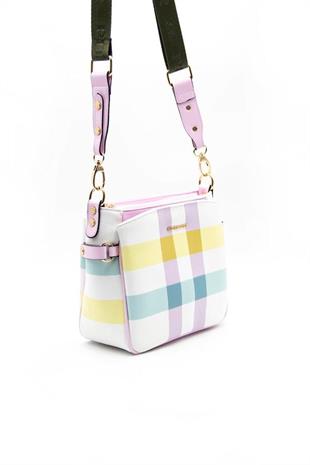 Silver & Polo SP884 Kadın Çapraz Çanta Ekose Lila-Pembe