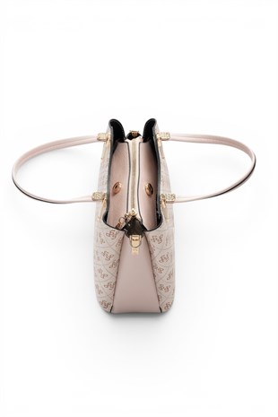 Silver Polo Pembe - Pudra Monogram Kadın El Çantası SP1205