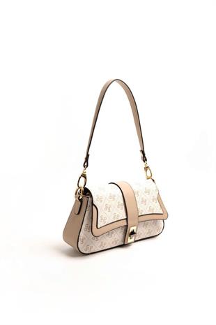 Silver Polo Bej - Kum Monogram Kadın Omuz Çantası SP1177