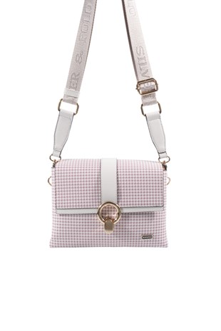 Silver & Polo SP1275 Kadın Çapraz Çanta King Desen Bordo-Kemik