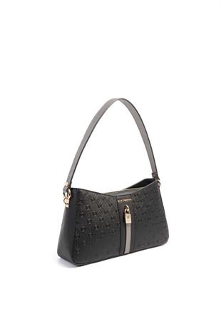 Silver & Polo SP1102 Kadın Omuz Çantası Logolu Siyah-Siyah-Platin