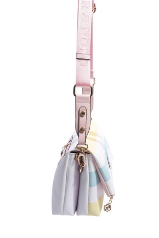 Silver & Polo SP1278 Kadın Çapraz Çanta Ekose Lila-Pembe