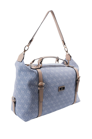 Silver & Polo SP1064 Kadın Seyahat Çantası Monogram Mavi-Ten