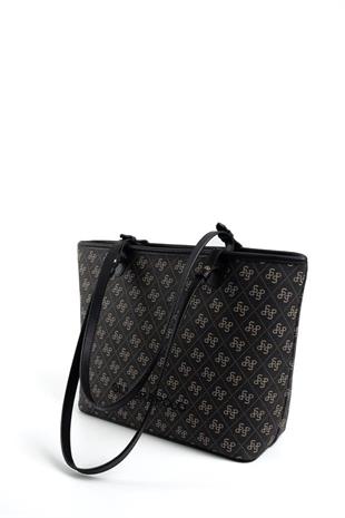 Silver Polo SP1204 Kadın Omuz Çantası Monogram Füme-Siyah