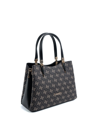 Silver & Polo SP1205 Kadın El Çantası Monogram Füme-Siyah