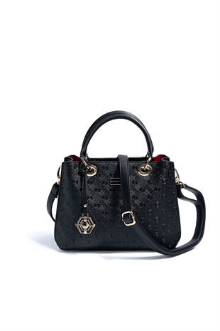 Silver & Polo SP1272 Kadın El Çantası Logolu Siyah-Siyah