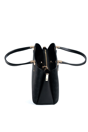 Silver & Polo SP1205 Kadın El Çantası Monogram Siyah-Siyah