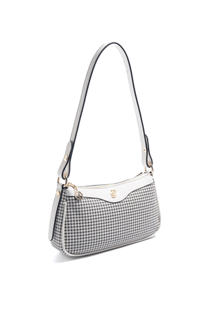 Silver & Polo SP1274 Kadın Çapraz Çanta King Desen Siyah-Kemik