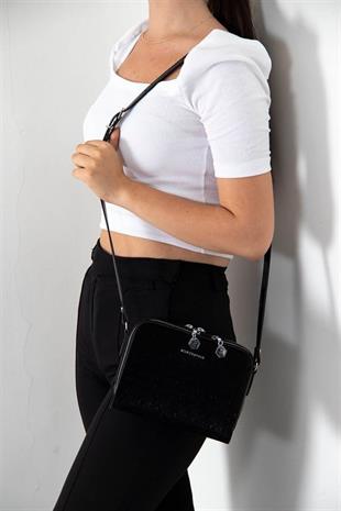 Silver & Polo SP888 Kadın Çapraz Çanta Fashion Siyah-Rugan Siyah