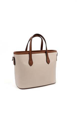 Silver & Polo SP1185 Kadın El Çantası Düz Bej-Taba