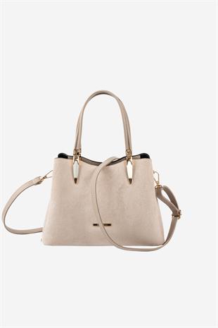 Silver & Polo SP1205 Kadın El Çantası Süet Bej-Kum
