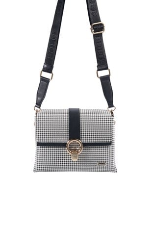 Silver & Polo SP1275 Kadın Çapraz Çanta King Desen Siyah
