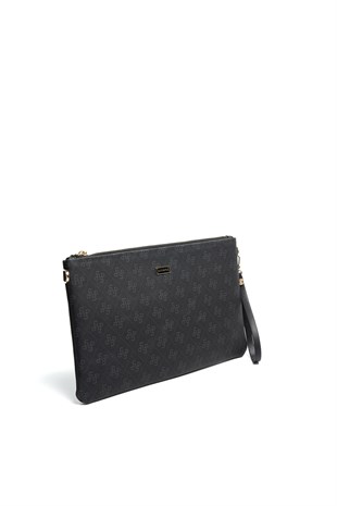 Silver & Polo SP1034 Kadın Portföy & Clutch Monogram Siyah-Siyah