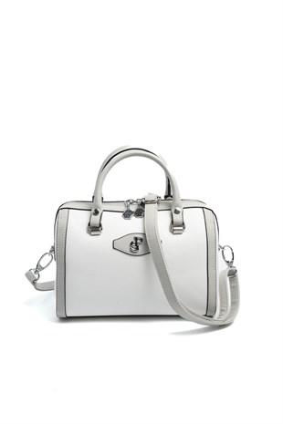 Silver & Polo SP1091 Kadın El Çantası Düz Beyaz-A.Gri