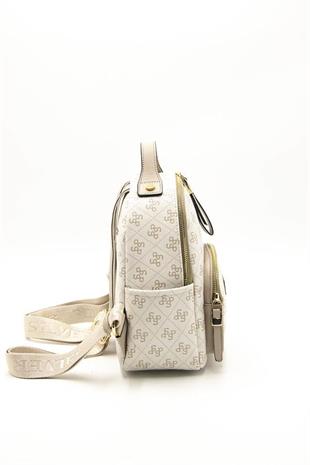 Silver Polo Bej - Kum Monogram Kadın Sırt Çantası SP1130