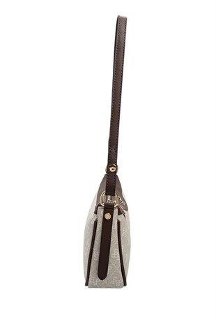 Silver Polo SP1274 Kadın Çapraz Çanta Monogram Taş-Kahve