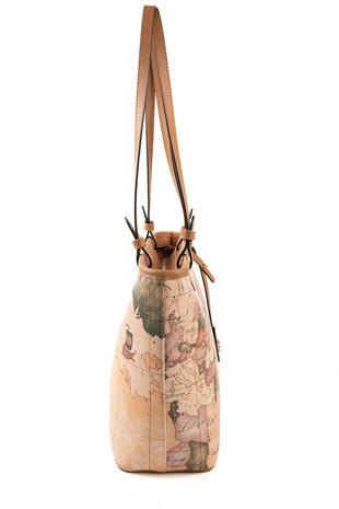 Silver Polo SP1204 Kadın Omuz Çantası Harita Pudra-A.Taba