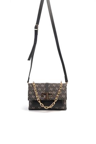 Silver & Polo SP1148 Kadın Çapraz Çanta Monogram Füme-Siyah