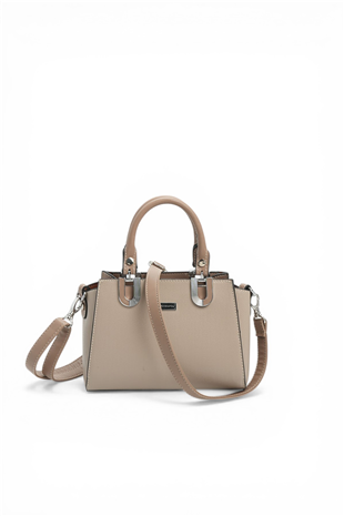 Silver & Polo SP1281 Kadın El Çantası Düz Koyu Bej-Latte