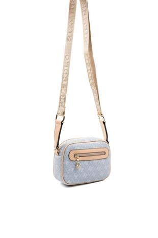 Silver & Polo SP1111 Kadın Çapraz Çanta Monogram Mavi-Ten