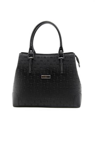 Silver & Polo SP667 Kadın El Çantası Logolu Siyah-Siyah