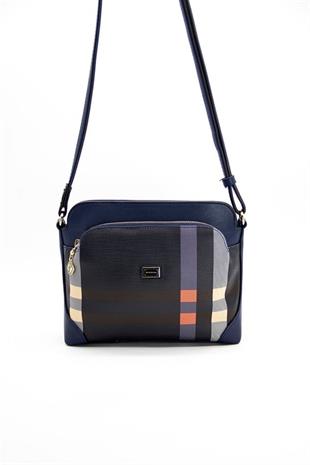 Silver & Polo SP364 Kadın Çapraz Çanta Ekose Lacivert