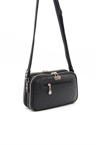 Silver & Polo SP899 Kadın Çapraz Çanta Logolu Siyah-Siyah