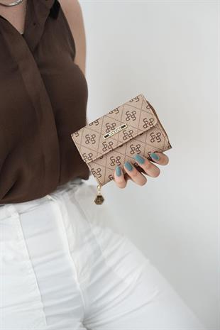 Silver & Polo SP1100 Kadın Cüzdan & Kartlık Monogram Koyu Bej-Taba