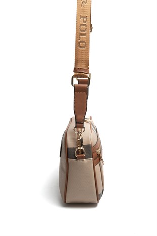 Silver & Polo SP1280 Kadın Çapraz Çanta Ekose Bej-Taba