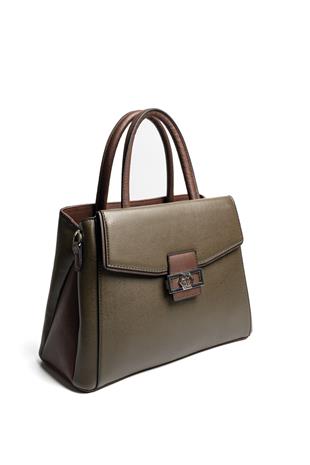 Silver & Polo SP1264 Kadın El Çantası Düz Zeytuni-Kahve