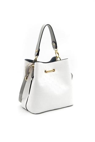 Silver & Polo SP967 Kadın Çapraz Çanta Logolu Beyaz-A.Gri